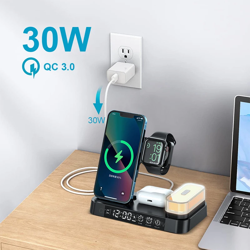 Wireless Chargers For iPhones 30W 3 in 1 Wireless Charger Stand For Apple Watch Fast Charging Station For iPhone 13 12 Pro Max