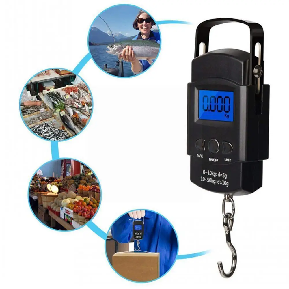 

50kg/10g Weight Mini Hanging Scale Pocket Lcd Digital High-accuracy Weighting Luggage Fishing Scale Scale Portable Hook Y4x5