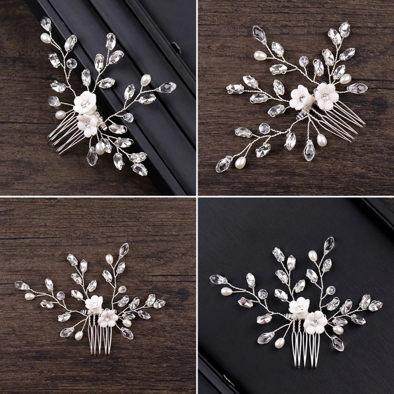 

Wedding Flower Bridal Hairpins Bride Comb Women Floral Jewelry Accessories Hair Ornaments Headpieces Tool for Girls