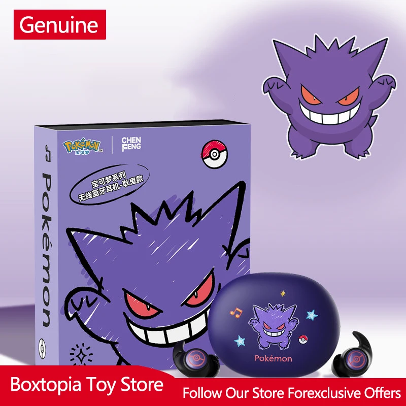 Фото Оригинальные беспроводные наушники Pokemon Gengar Pm33, Bluetooth-наушники для сна, с шумоподавлением, удобные, легкие, для занятий спортом №3