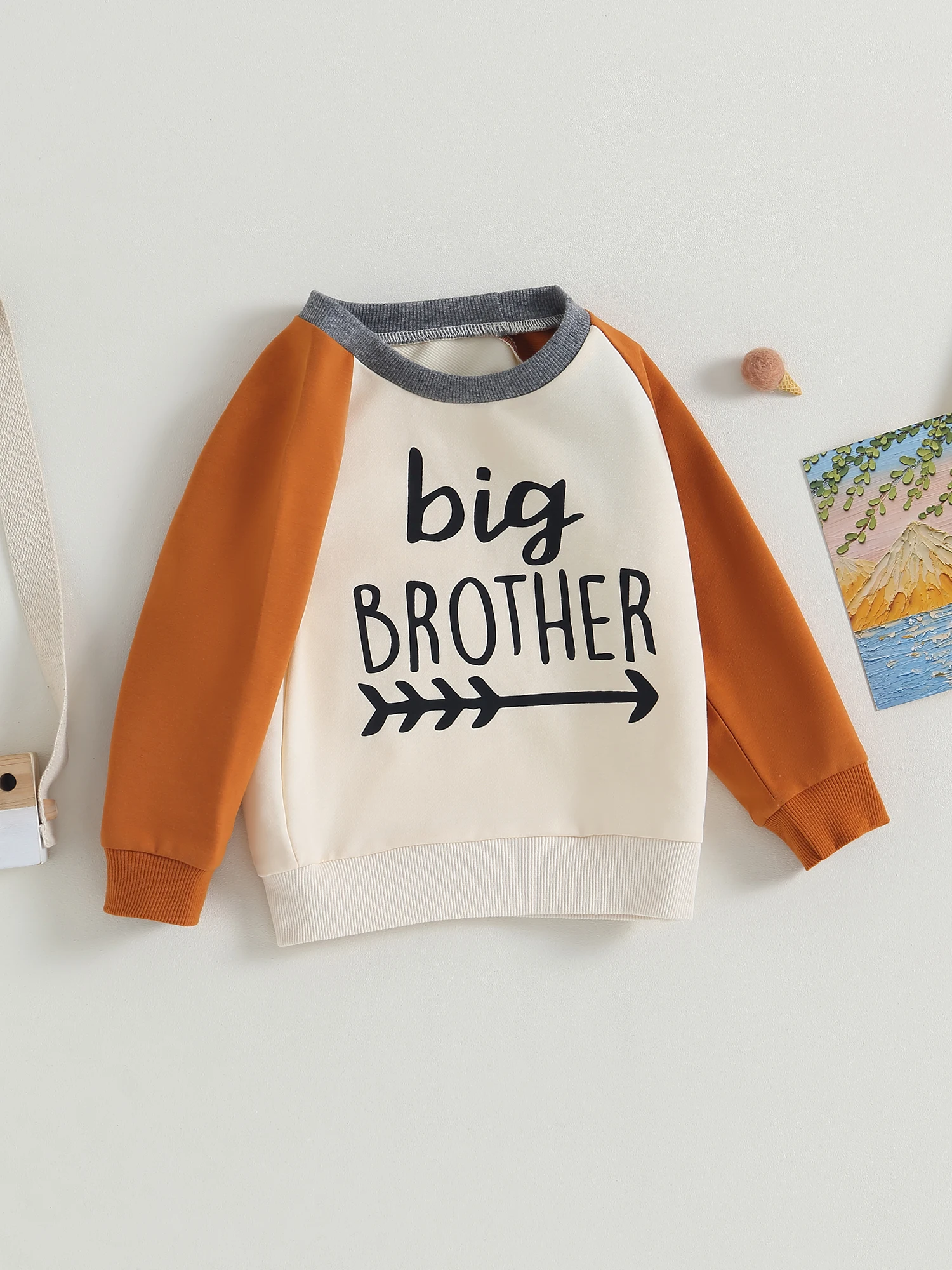 

Sibling Love Matching Sweatshirts Set - Big Brother Little Brother Crewneck Oversized Long Sleeve Color Block Shirts for Casual