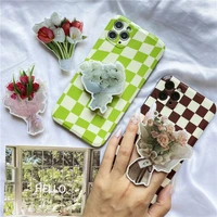 ins emulated bouquet phone holder vintage drip gum tulip foldable phone grip support iphone samsung xiaomi phone accessories
