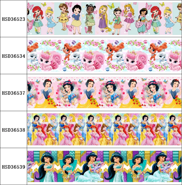 

HSDRIBBON Free Shipping 22MM 38MM 50MM 75mm printed Disney Princess series Grosgrain Ribbon for diy bow 50Yards/Roll