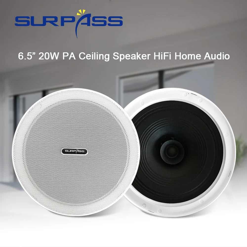 6.5inch 20W Ceiling Speakers Dustproof Frameless Roof In Ceiling Speaker PA Audio Speaker Home Sound System for Kitchen Bathroom