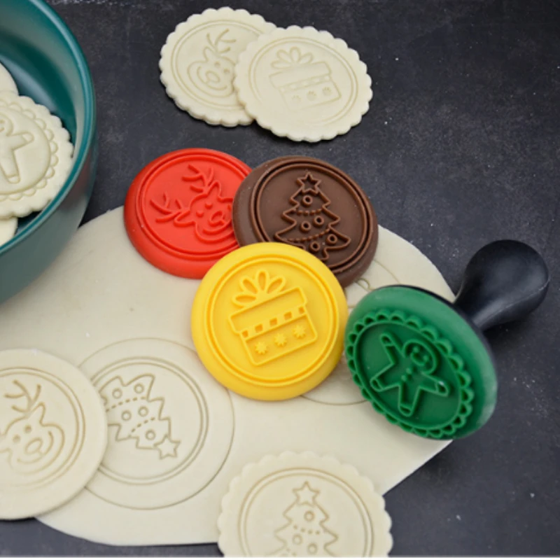 

5Pcs/set Biscuit Mold Cookie Cutter Silicon Christmas Shape Cookie Stamp Embosser Custom Pastry Baking Decoration Supplies
