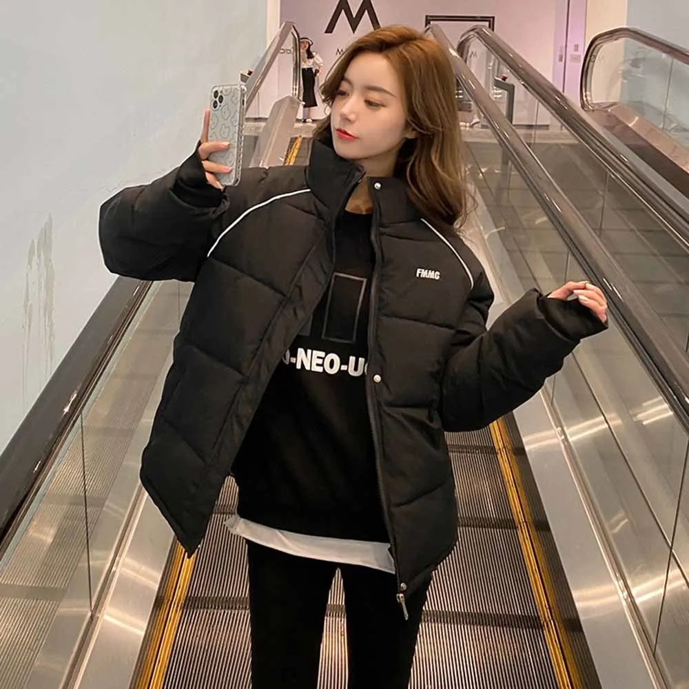 Snow Coat Cotton Padded Parkas Casual Winter Outwear Jacket Winter Women Oversized Parka Fashion Stand Collar Thick Warm Jackets
