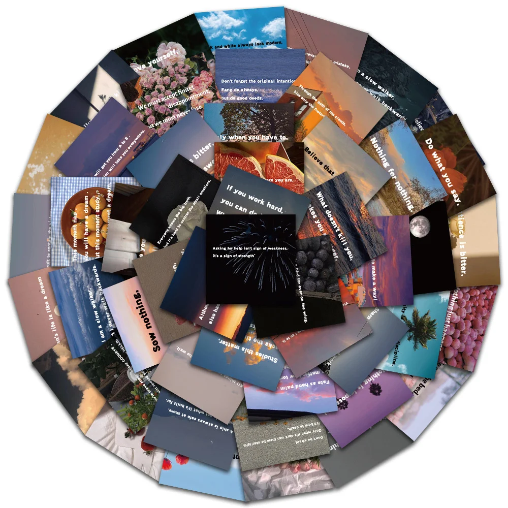 

10/30/50PCS Ins Scenery English Phrase Sticker Luggage Compartment Notebook Water Cup Guitar DIY Hand AccountWaterproofWholesale