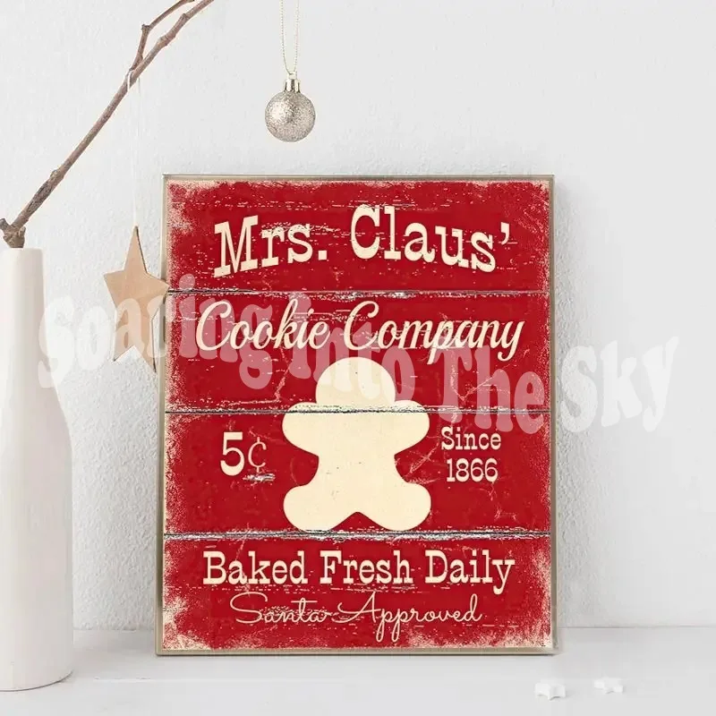 Christmas Wall Art Print Hot Chocolate Candyland Express Gingerbread Bakery Sign Poster Vintage Canvas Painting Kitchen Decor