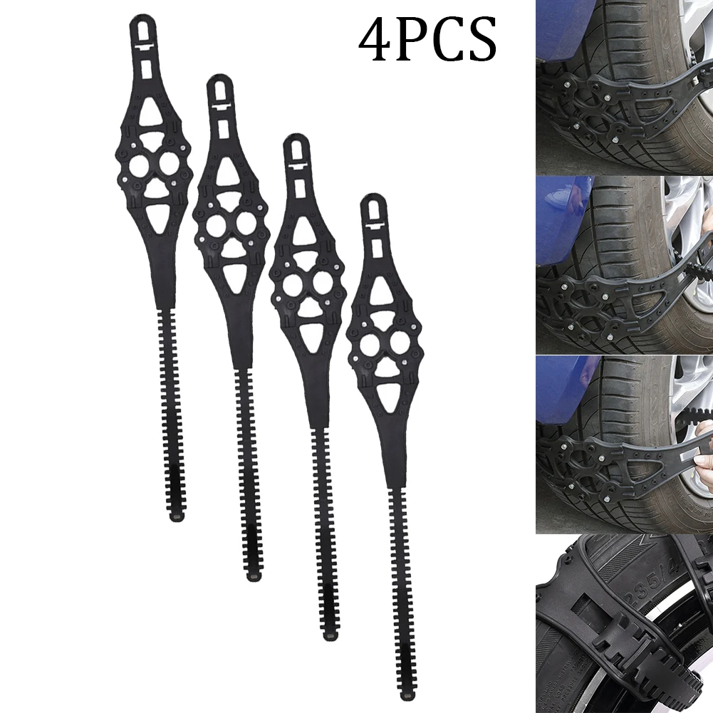 

4X Car Snow Anti Skip Tire Chain Emergency Tire Chain For Snow Mud Sand Excellent Grip For Most Standard Size Tire Car Accessory