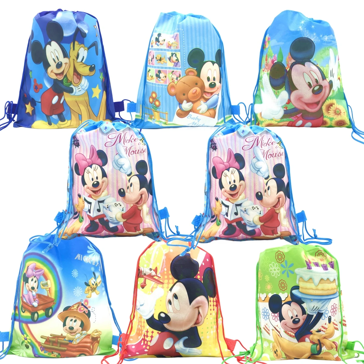 

8/1/24pcs Mickey Mouse Birthday Party Non-woven Drawstring Bag Storage Gift Bag Shopping Backpack Favors For Party Decorations