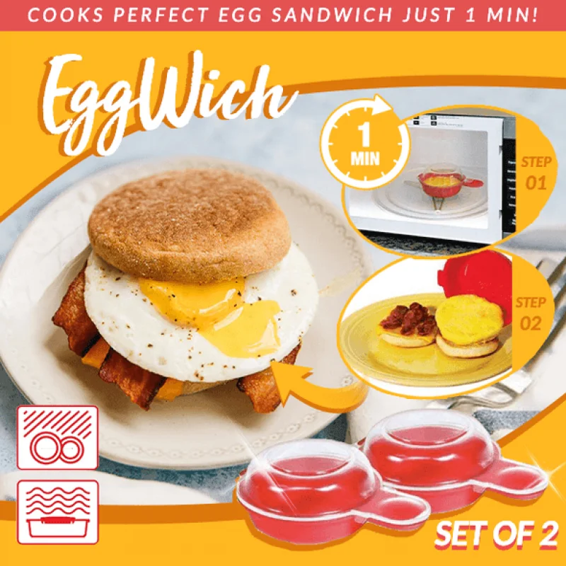 

2Pcs/Set Easily Eggwich Cooking Tool Microwave Cheese Eggs Cooker 1 Minute Fast Eggs Hamburg Omelet Maker Kitchen Cooking Gadget