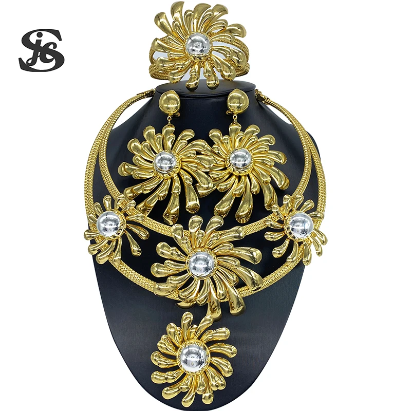 Комплект из колье и серёг 18-каратного золота