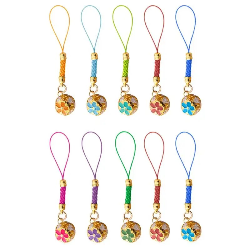 

10Pcs Lovely Bell Mobile Phone Pendant Mobile Phone Chain Hanging Rope for Decor