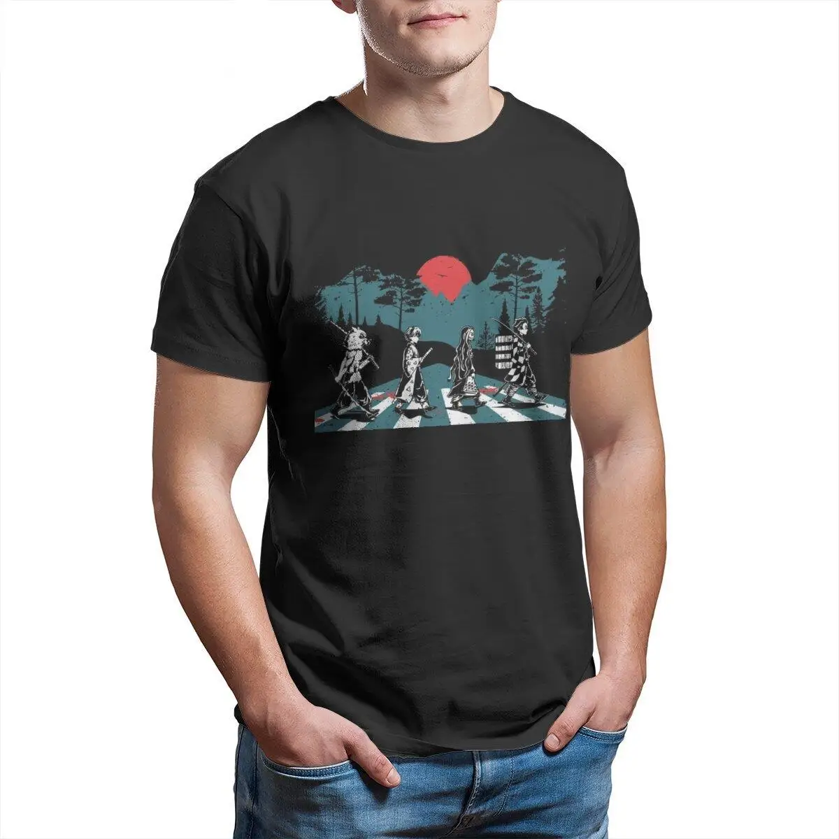 

Demon Slayer Anime Men's T Shirts Japanese Kimetsu No Yaiba Vintage Tees Short Sleeve O Neck T-Shirt 100% Cotton Big Size Tops