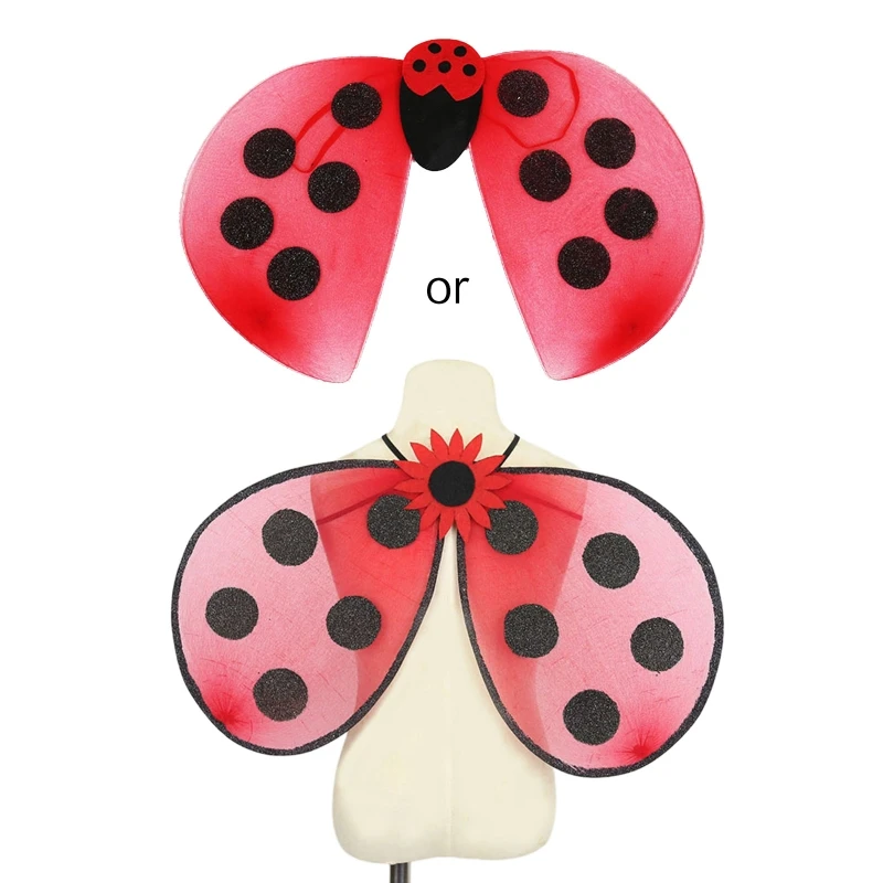 

Folding Ladybird Fairy Wing Lady Wing Dress Up Birthday Party Costume Halloween Angel Wing for Kids Adults