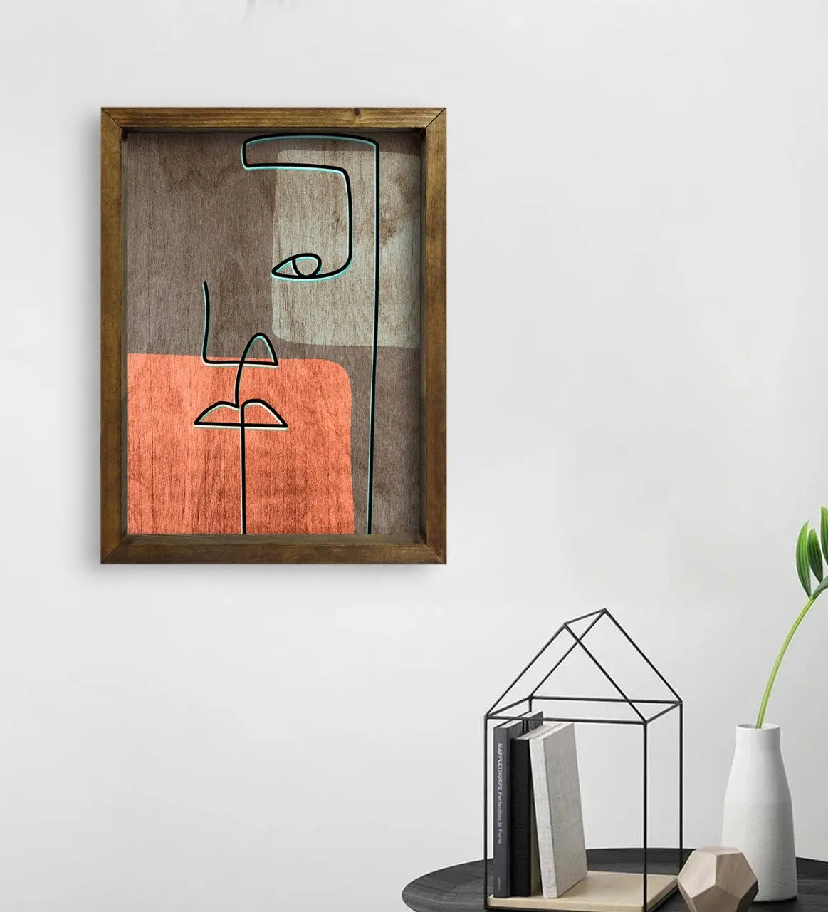 

BK Home Picasso Style Design Natural Solid Wood Frame Table 45x65cm-7