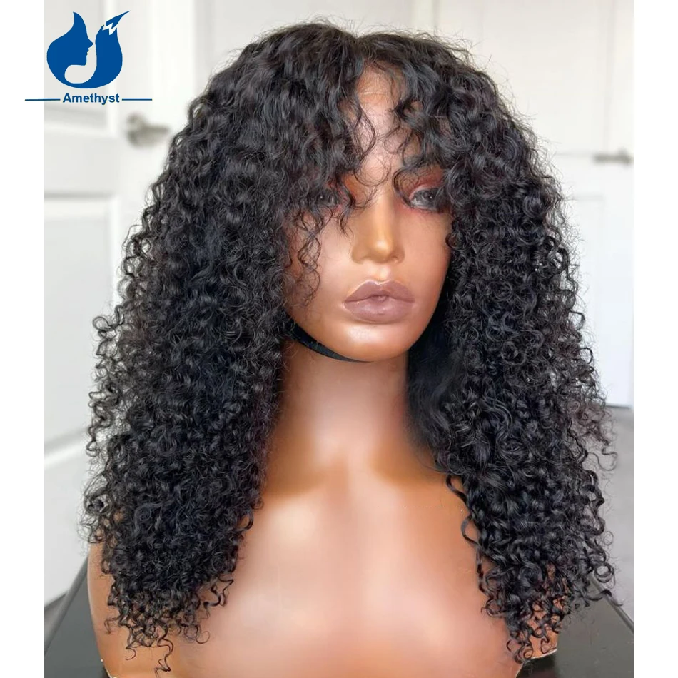

Amethyst Afro Kinky Curly Lace Front Human Hair Wigs 5x5PU Silk Top Lace Wig Glueless For Black Women Remy Brazilian Pre Plucked