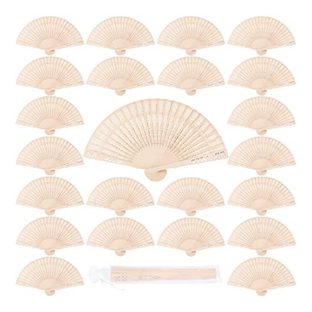 

36 Pack Sandalwood Fan Wooden Folding Fan Chinese Sandalwood Personal Hand Held Openwork Wood Fan for Weddings Birthdays