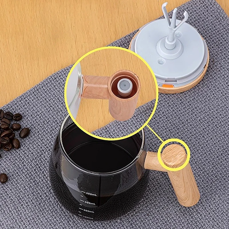 Кофейная чашка с автоматической вспенивающейся ручкой и деревянной 400 мл