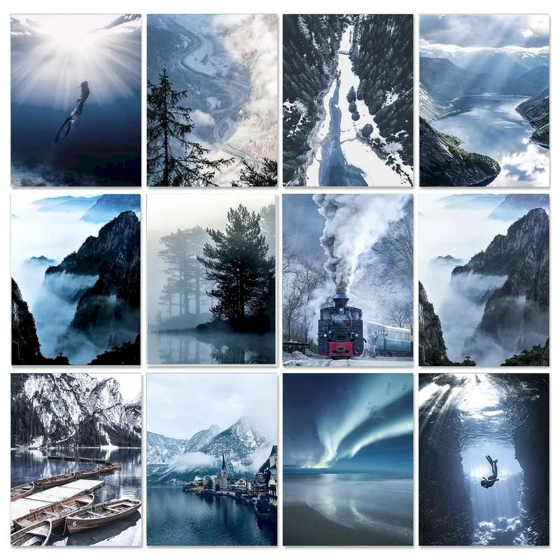 

RUOPOTY DIY Painting By Numbers Kits With Frame Bluse Landscape Acryic Paint On Canvas For Home Decoration Artwork