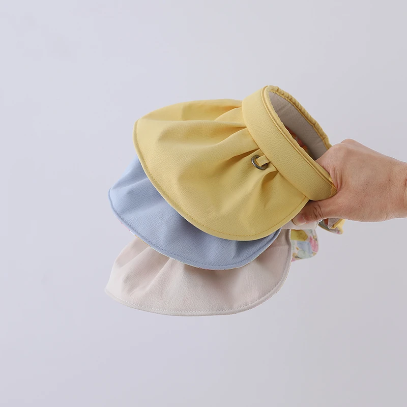 

2022 New Solid Kids Sun Hat UV Protection Bunny Shell Hat Wide Brim Caps for Girls Headband Summer Casual Bucket Hat Panama Hats