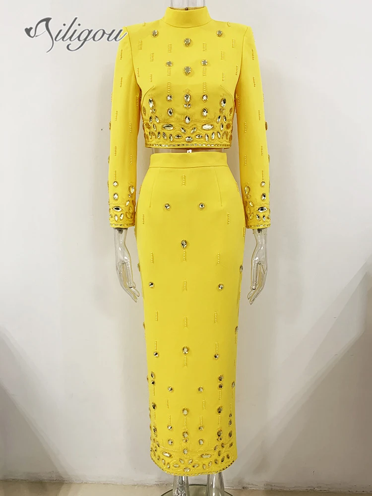 Ailigou 2024 Новый женский желтый роскошный Алмазный кристалл украшения Cady высокий