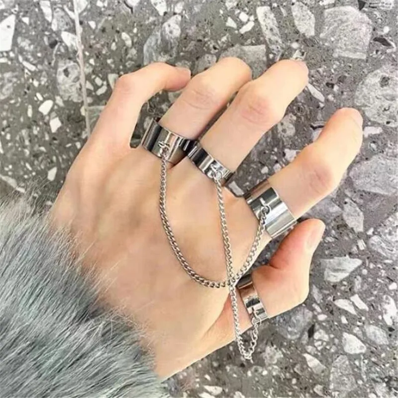 

Punk Cool Hip Pop Rings Multi-layer Adjustable Chain Rings man Rotate Gothic Style Rings for Women Fashion Jewelry Party Gift
