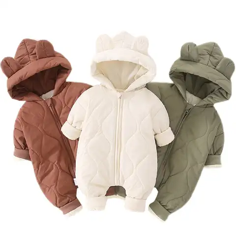 Зимние детские комбинезоны с капюшоном, Одежда для новорожденных, теплый комбинезон для мальчиков, Детский комбинезон с медведем, верхняя о...