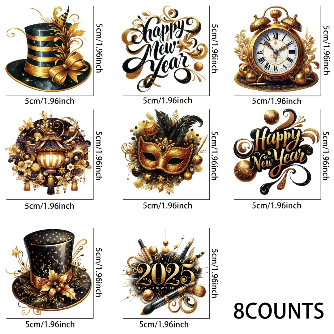 С Новым годом 2025 УФ-наклейки DTF водонепроницаемые наклейки для украшения кружек