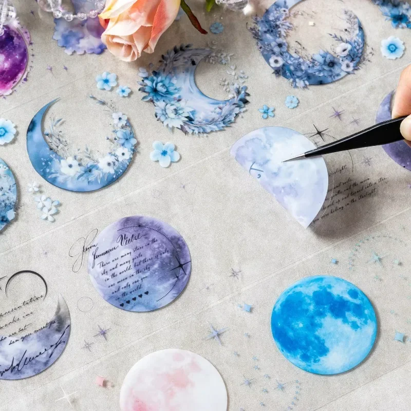 1 рулон ПЭТ-ленты 2 м цветок в луне фазы DIY декоративные переработанные наклейки