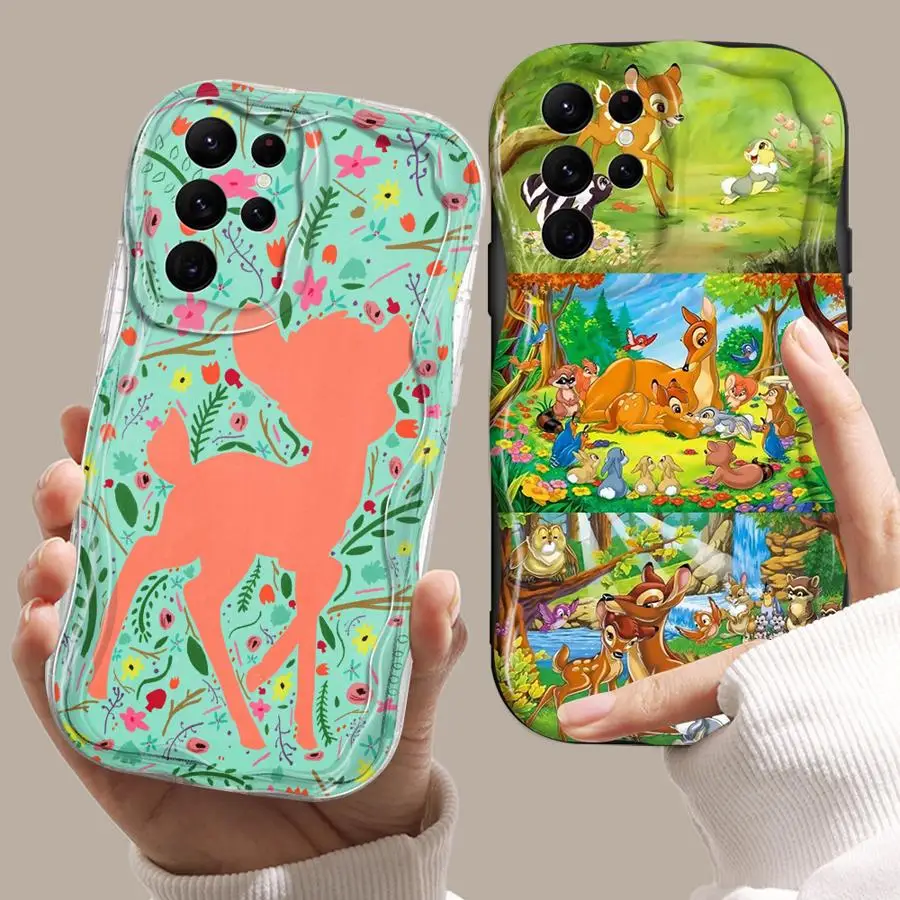 Чехол с кремовой текстурой для Samsung Galaxy S24 Ultra S23 S25 Plus S22 S21 FE S20 S24+ Funda Phone Cover Bambi Thumper