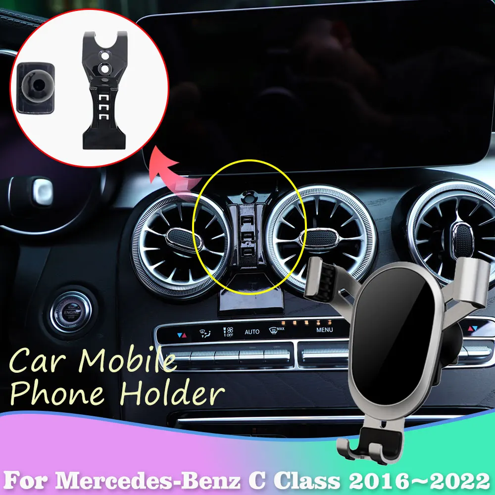 Mobile Phone Holder for Mercedes Benz C Class GLC 250d X253 C253 2016~2022 GPS Air Vent Clip Stand Support Accessories iPhone