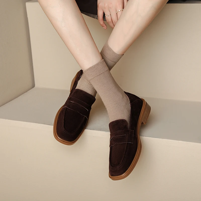 QUTAA 2025 модные женские туфли-лодочки детские замшевые туфли на плоской подошве