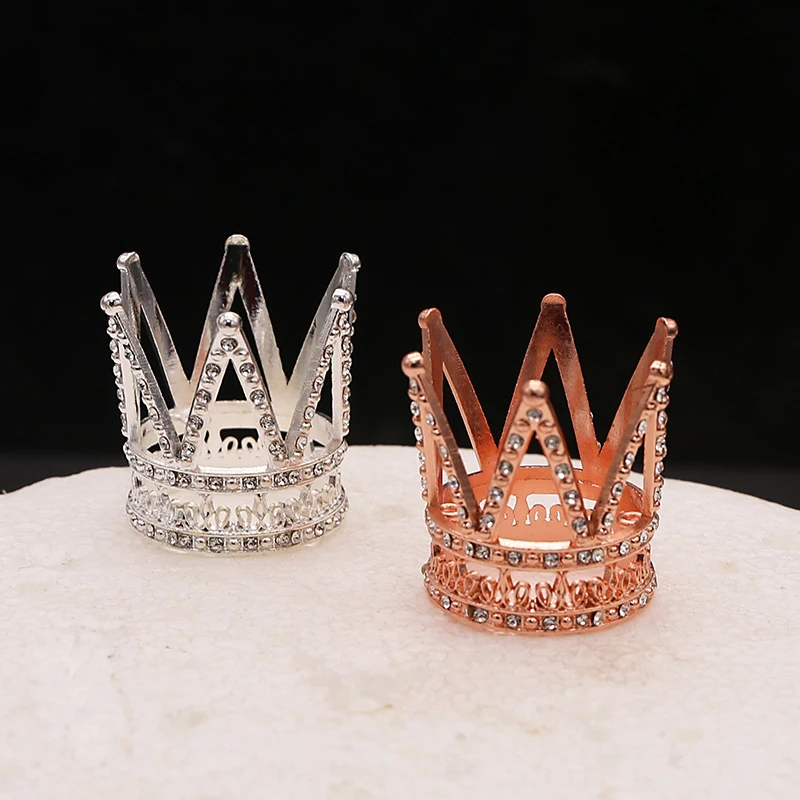 1PC Alloy Mini Crown Princess Topper Crystal Tiara Children Hair Ornaments for Wedding Birthday Party Cake Decorating Tools