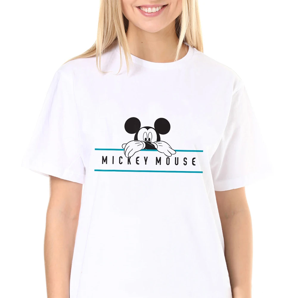 

Disney Women Summer Hot Selling T Shirt Mickey Mouse Head Creativity Print Trendy Tops Clothes Casual Harajuku Style Female Tees