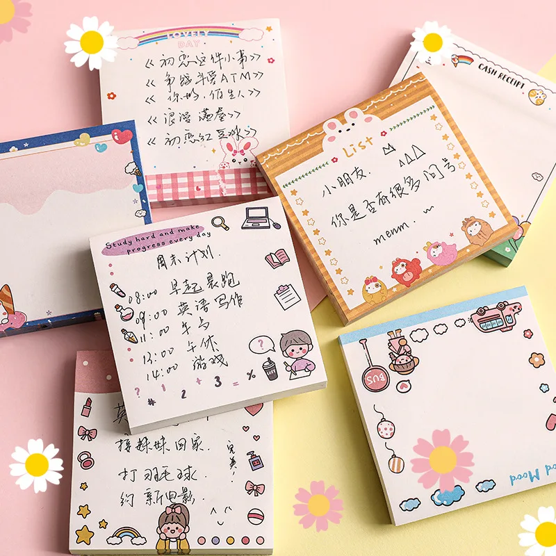 

80/50 Sheets Korea Paper Bear Planner Sticky Notes Kawaii Stationery Cute Memo Pad Notepad Office Leave Message Office Supplies