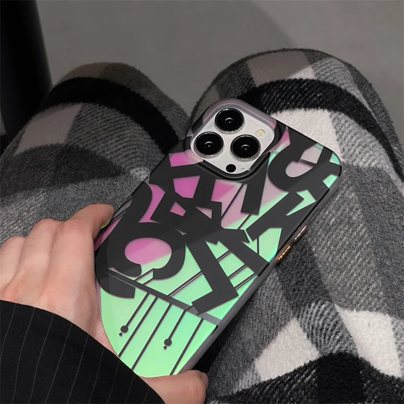 

Fashion Laser Black Letters Phone Case Cover for IPhone 11 12 13 14 Pro Max Case for IPhone 14 Pro Max