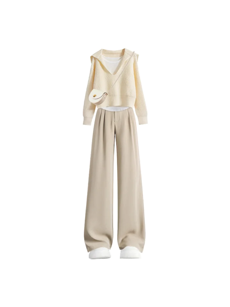 Sulei Light French Sle корейская серия свитер с v-образным вырезом женский осенне-зимний 2024