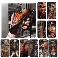 sexy sleeve tattoo girl soft black phone case for iphone 13 12 pro xs max x xr 7 8 6 6s plus 12 13 mini 11 pro max se 2020 cover