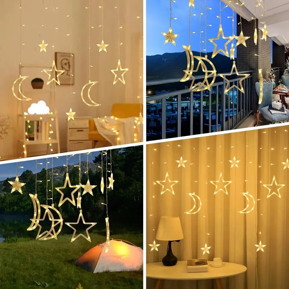 

Светильник на солнечной батарее с пультом дистанционного управления, гирлянда для Рамадана, крыльца, окна, двора, палатки, декор для сада, внутреннего дворика, 138LED