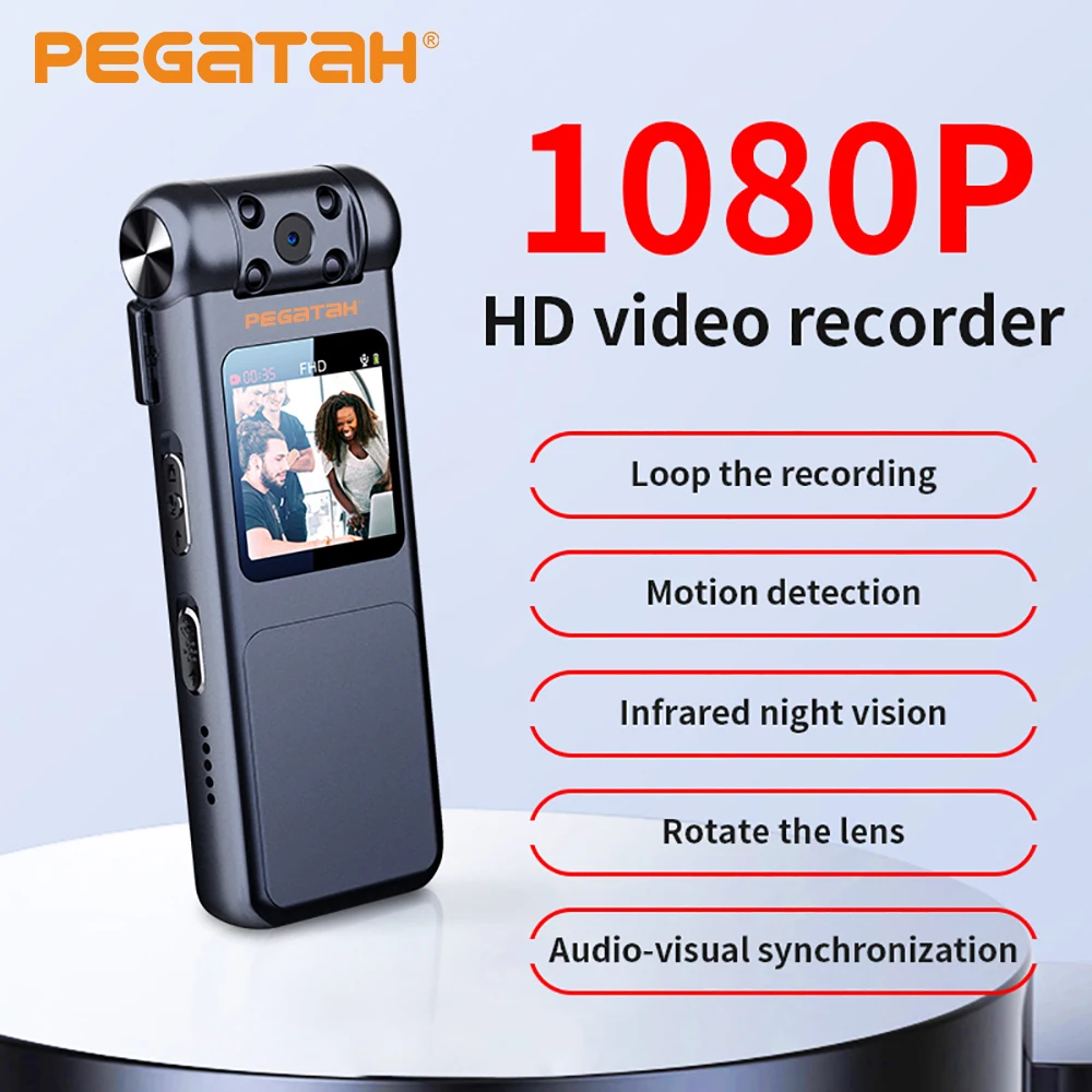 

Мини-камера PEGATAH 1080P HD с инфракрасным ночным видением и фотографическим экраном