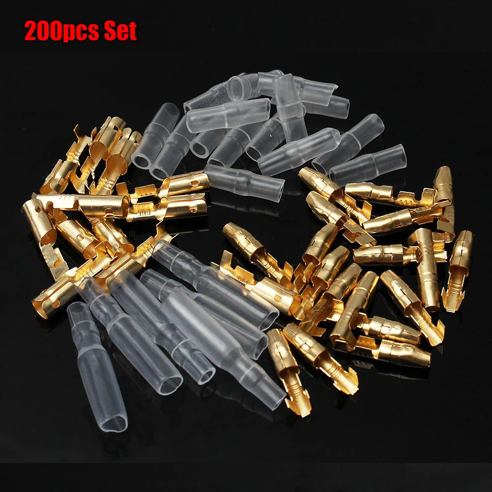 

200pcs Car Bullet Terminals 3.9mm Male Female Electric Cable Wire Connector Socket Classic Terminal With Insulation Sheath