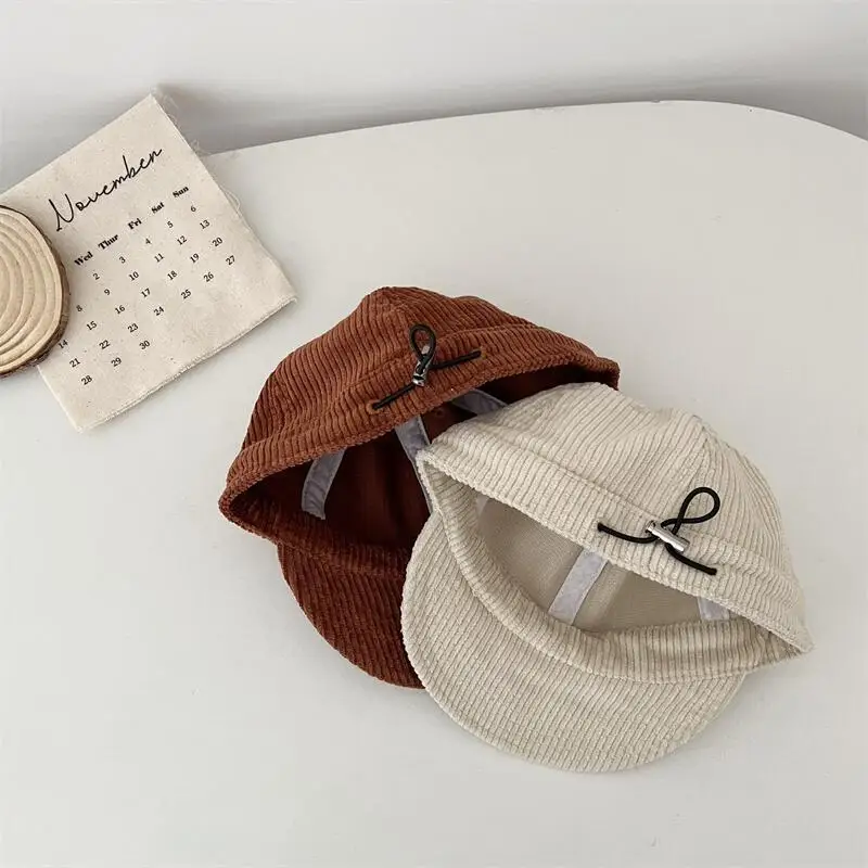 Детская бейсбольная кепка Осенняя однотонная Регулируемая Вельветовая шапка с
