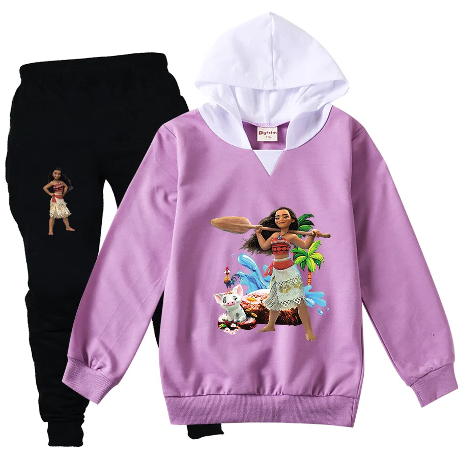

Fancy Moana Costume Kids Vaiana Adventure Tracksuit Baby Boys Hooded Sweatshirts SweatPants 2pcs Sets Toddler Girls Clothing Set