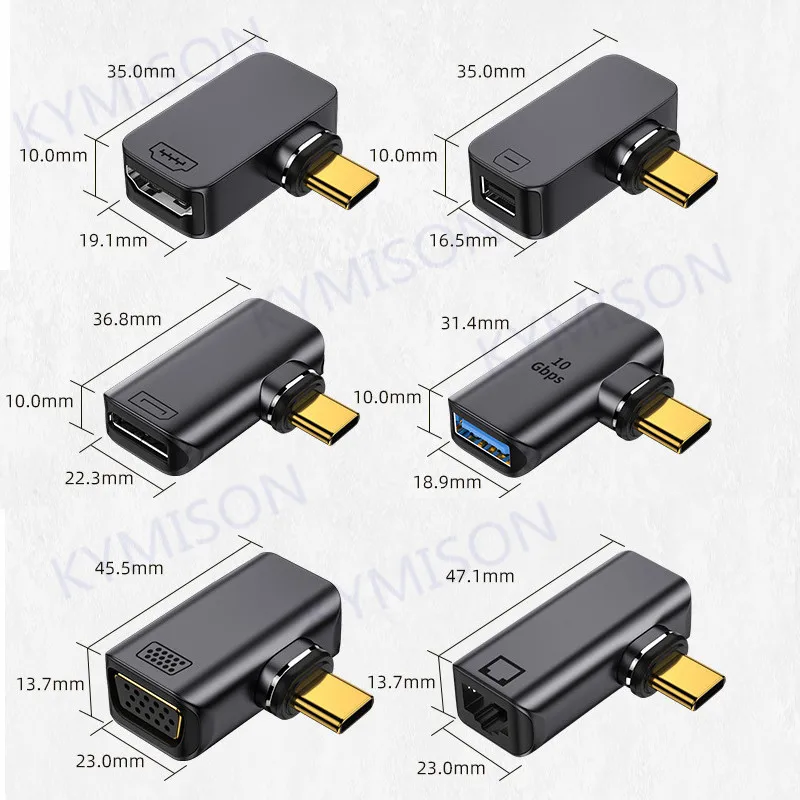 Адаптер USB Type C на HDMI-совместимый/DP/Mini DP/VGA/RJ45 магнитный конвертер данных 8K/4K 10