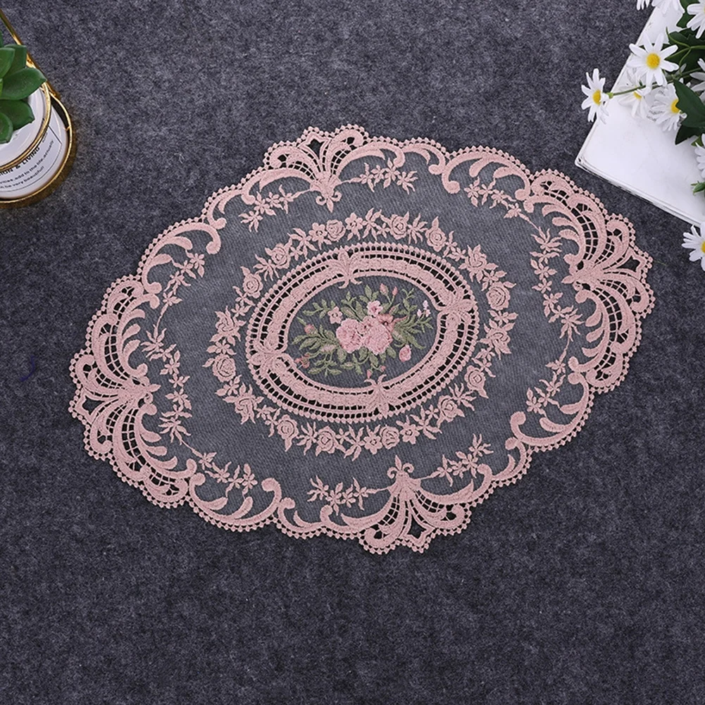 

31*42cm Vintage Table Cloth Dining Table Embroidery Craft Placemat European Style Lace Insulation Mat Anti-Scald Coaster Decors