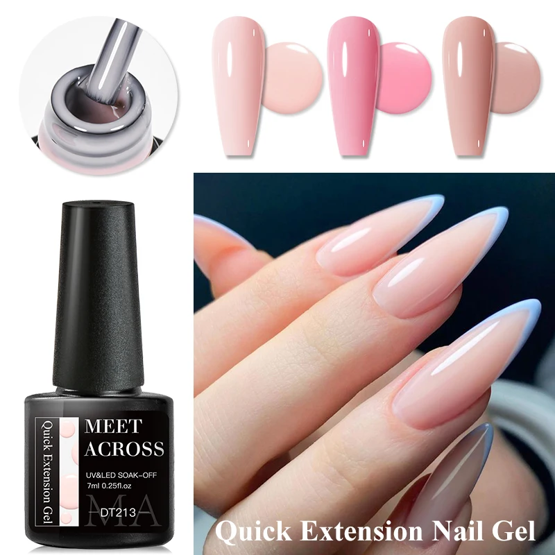 

7ml Milky Pink Extension Nail Gel Polish Camouflage Color Coat Nude Self leveling Semi Permanent Varnish Quick Extend Nail Tips