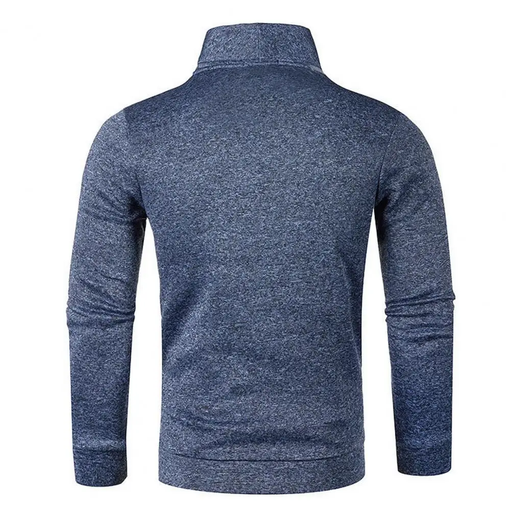 

Half-button Closure Men Sweatshirt Slim Fit Men's Half Turtleneck Sweater Warm Breathable Fabric Autumn Casual Long Sleeve