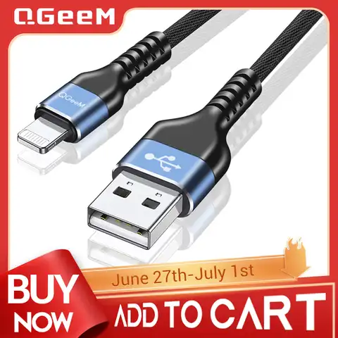 USB-кабель QGeeM MFi для iPhone 12 Pro Max X XR 11 8 7 Plus, быстрая зарядка с разъемом Lightning 2,4 А, USB-кабель для передачи данных, шнур для зарядки телефона