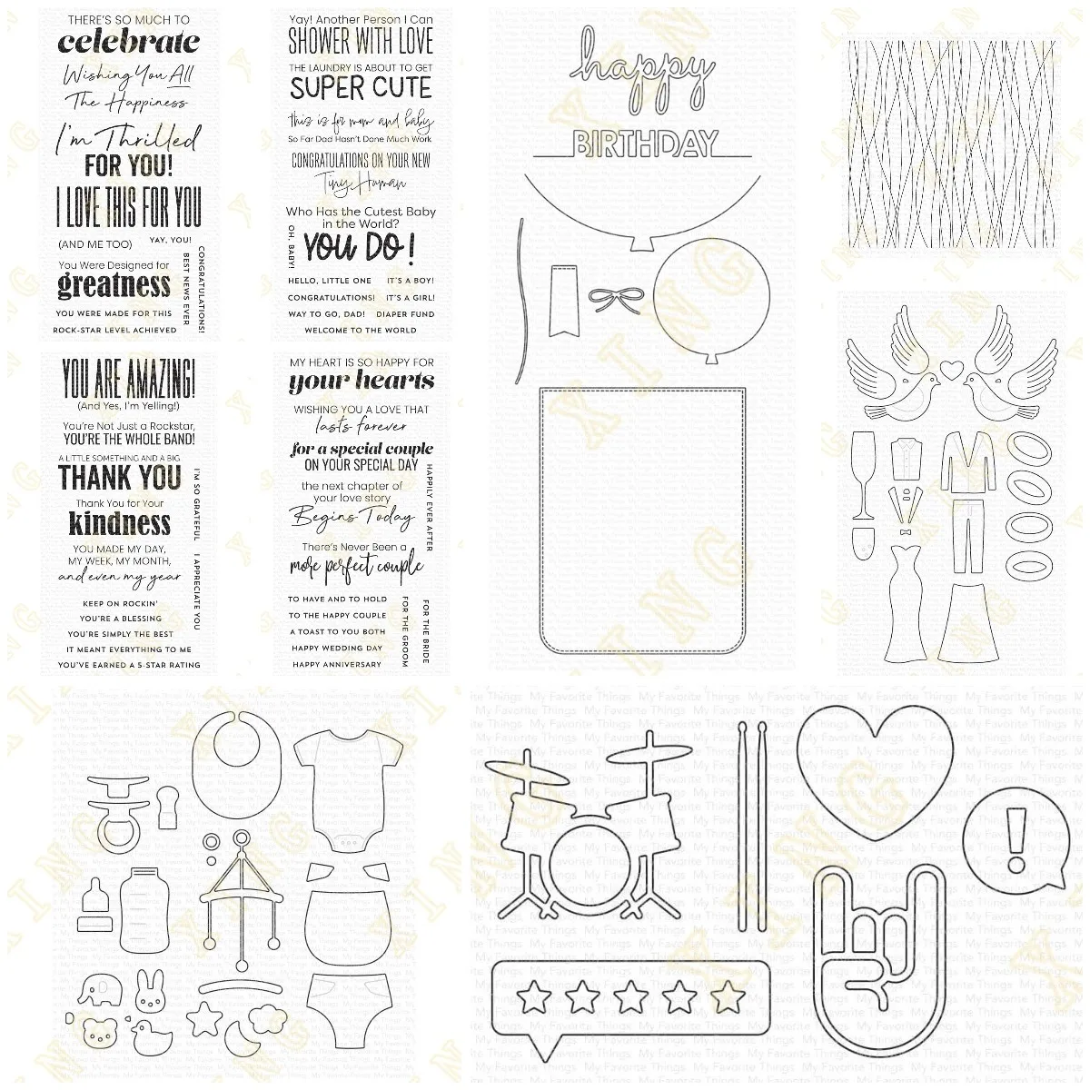 

2023 New Balloon Strings Background Thank You New Metal Cutting Dies Clear Stamps Scrapbook Diary Secoration Embossing Template